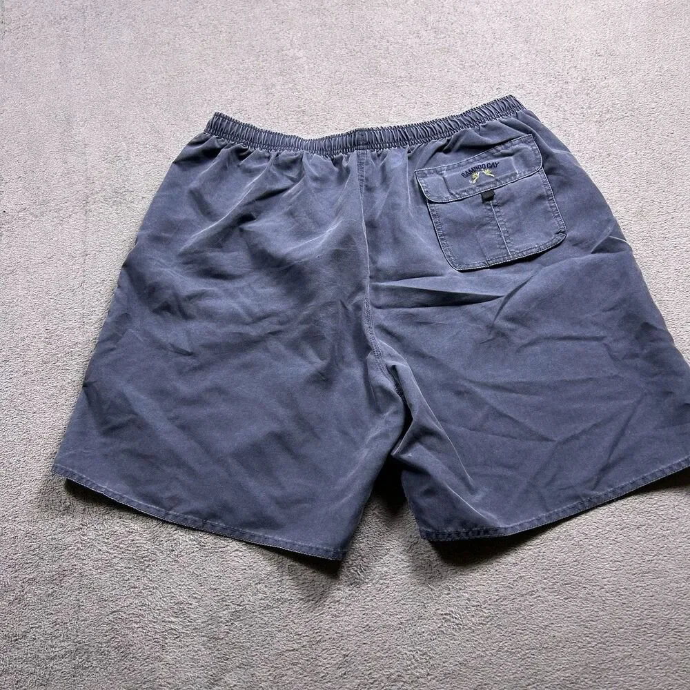 Bamboo Cay Swim Shorts Men's XXL Embroidered Y2K Minimalist Resortwear Blue